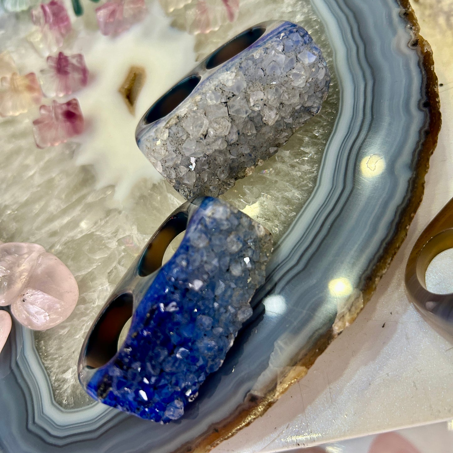 Blue Agate Two Finger Ring