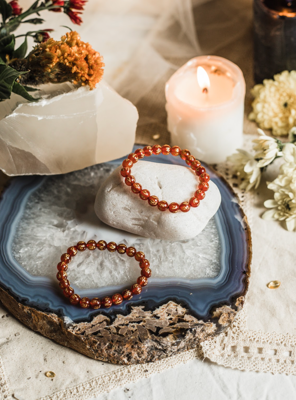 Red Agate Mantra Bracelet