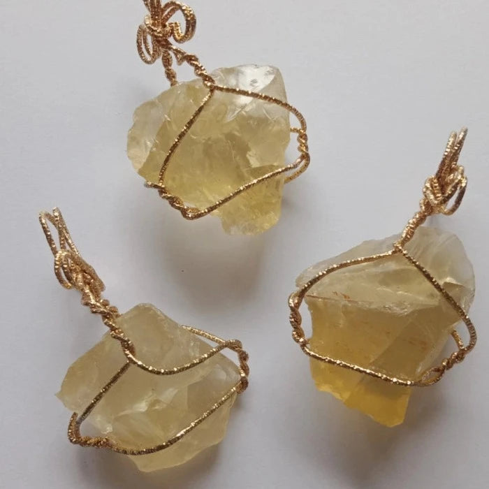 citrine wire wrapped pendant